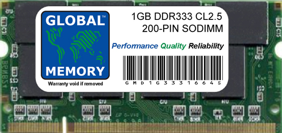 1GB DDR 333MHz PC2700 200-PIN SODIMM MEMORY RAM FOR PACKARD BELL LAPTOPS/NOTEBOOKS
